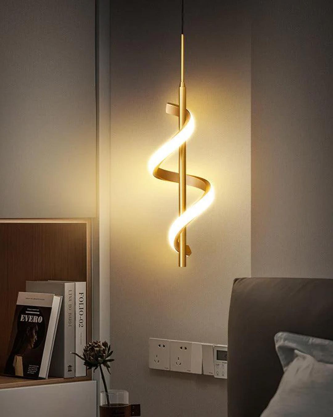 Spiral Lustre LED Pendant Light - Gold