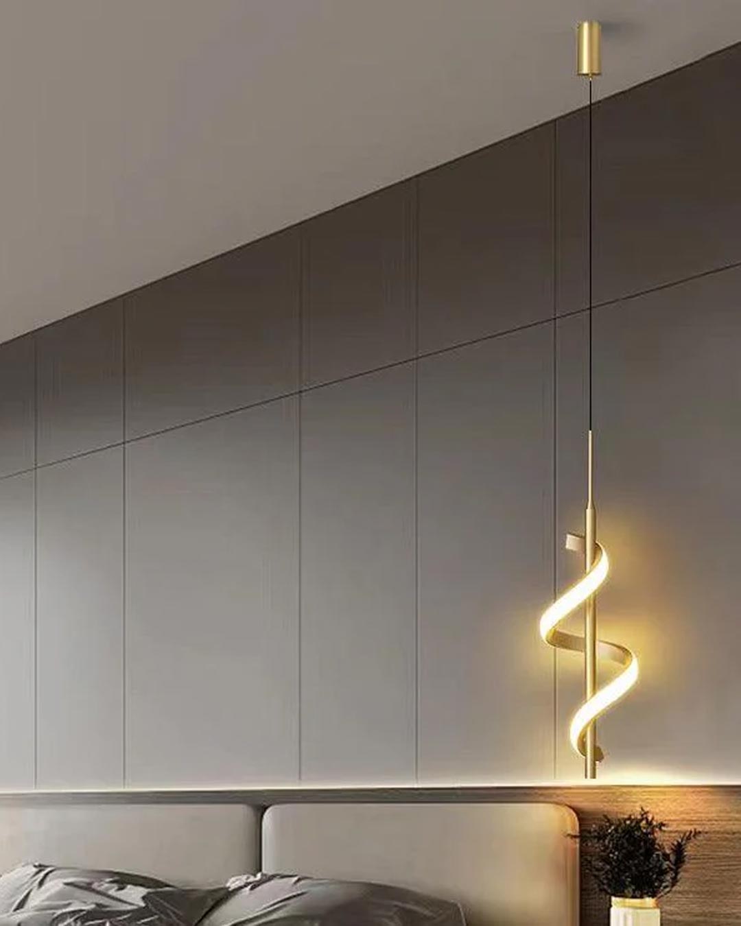 Spiral Lustre LED Pendant Light - Gold