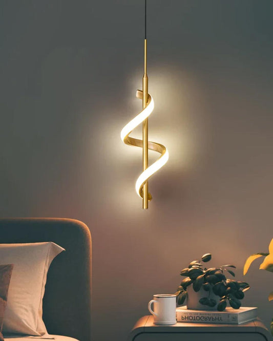 Spiral Lustre LED Pendant Light - Gold